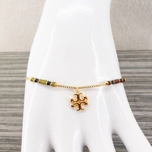 TORY BURCH Kira Enamel Bar Charm Bracelet. NWT